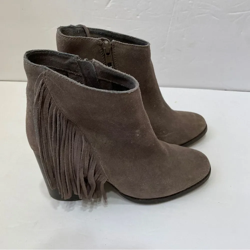 ARTURO CHANG REIDEN FRINGE ANKLE BOOTS‎ IN BROWN LEATHER
